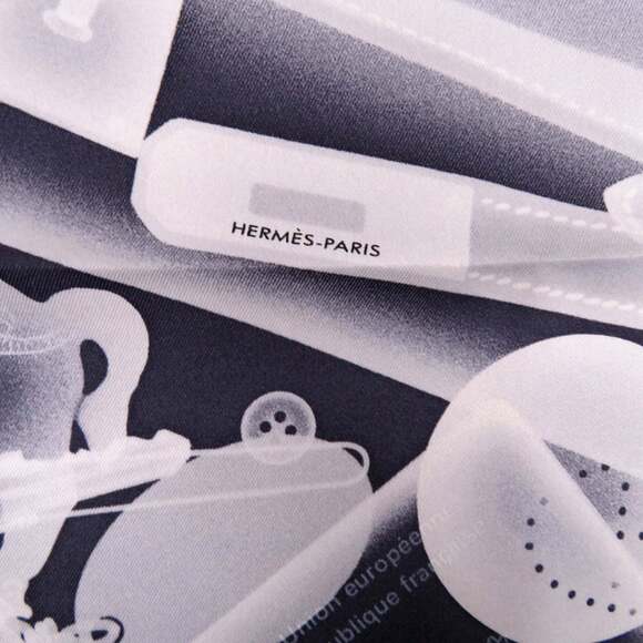 HERMES Authentic Black Silk Scarf - Picture 3 of 4